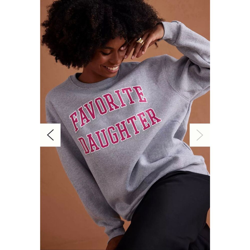 Favorite Daughter Collegiate Cotton Graphic Sweatshirt Size M Gray - Picture 5 of 8